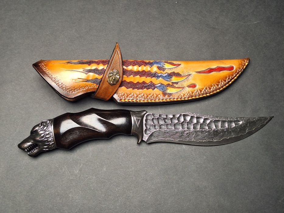 Ловен нож от дамаска стомана Monster Wolverine