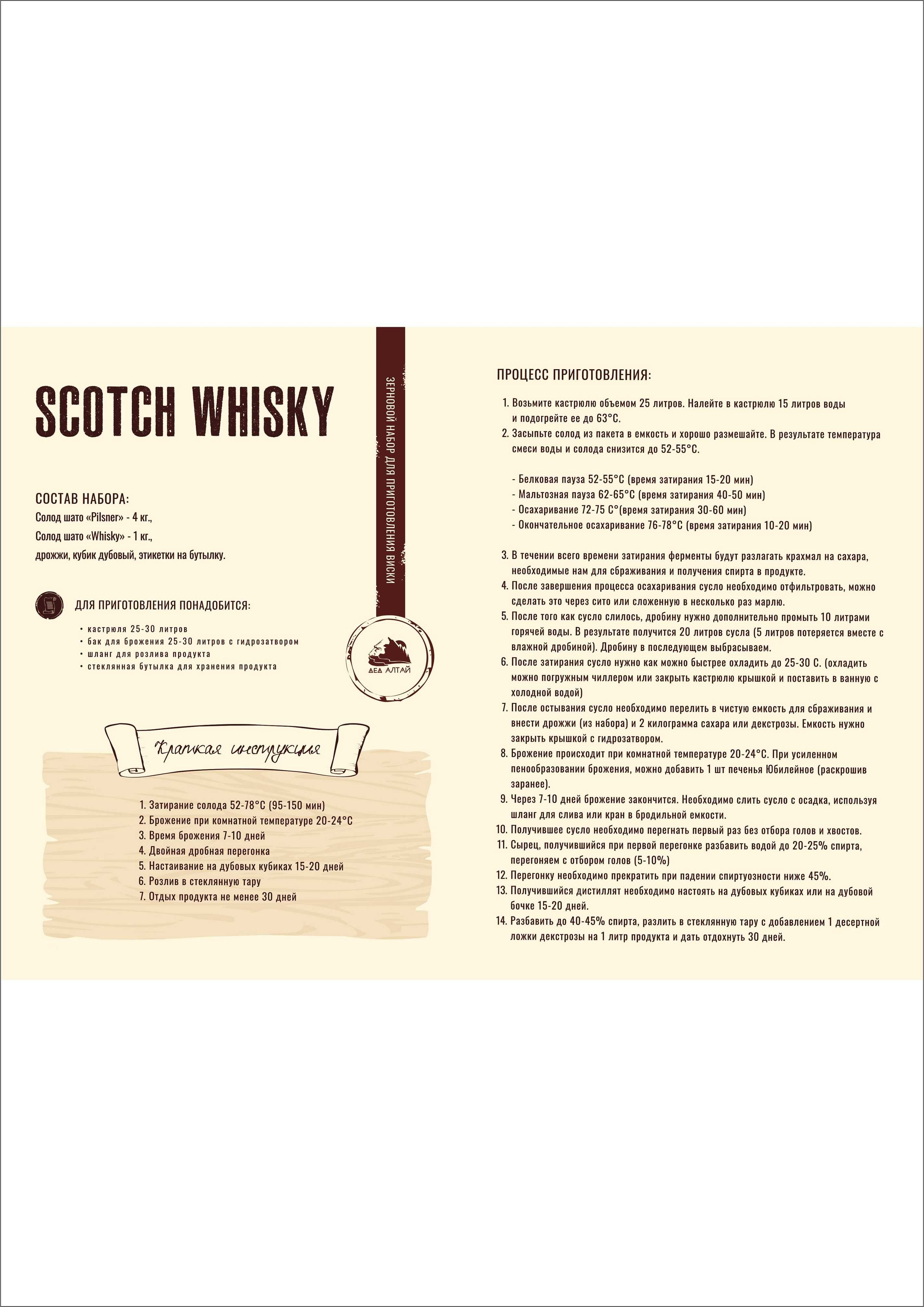 Зерновой набор для вис-ки "Scotch Whisky"