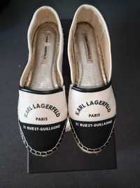 Pantofi espadrile Karl Lagerfeld alb cu negru vara