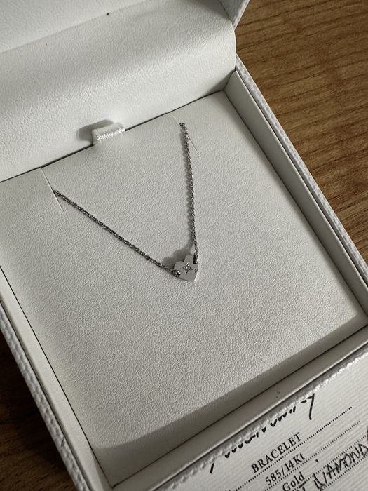 Bratara aur alb 14KT cu diamant - 16-18cm