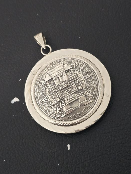 Pandantiv argint masiv - Calendar Aztec /Două Fete - ORIGINE MEXIC