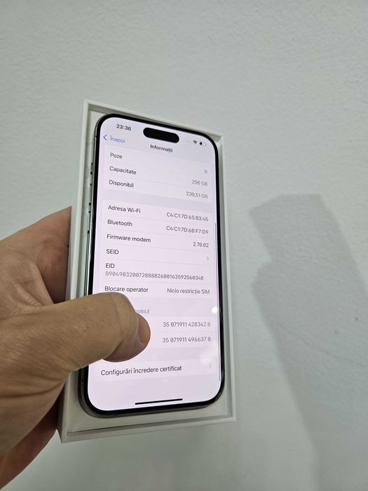 IPhone 15 Pro, 256 gb, neverlock, la cutie, Garantie.