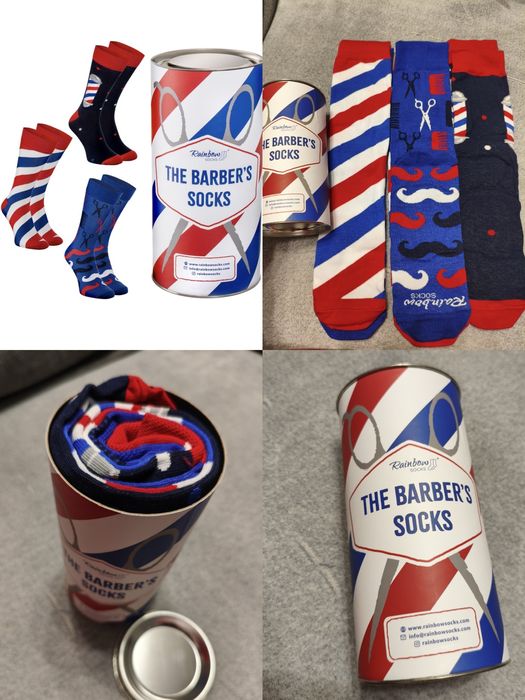 Șosete Rainbow Socks „Barber Socks” – 3 perechi, mărime 47–50, cadou a