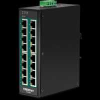 TRENDnet TI-PG160 16-Port Industrial Gigabit PoE+ DIN-Rail Switch