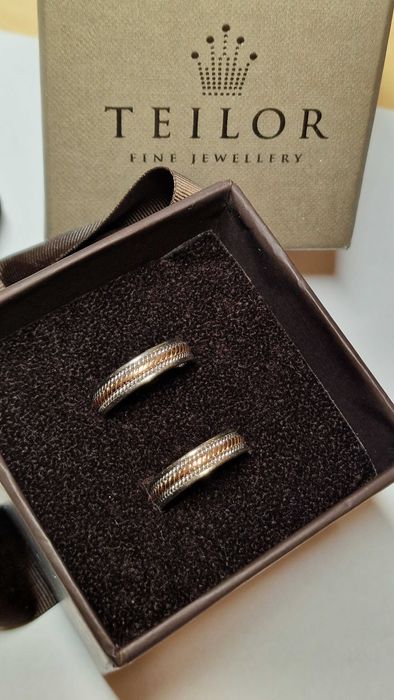 Set 2 verighete inele aur alb galben roz Teilor ENCHARM 9gr 14k 585