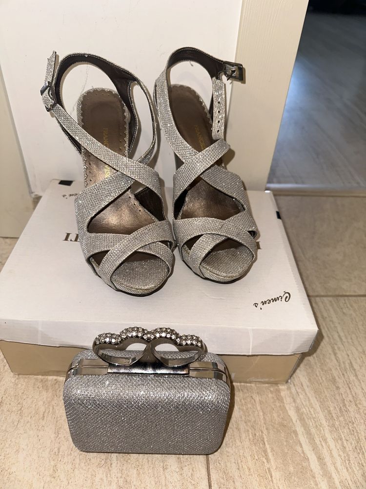 Официални бални обувки сандали и чанта комплект