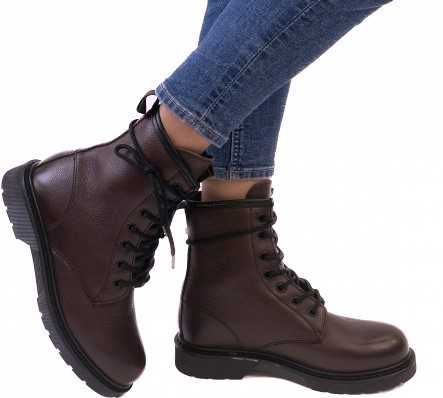 Ghete 5th Avenue, kaki si bordo, piele naturala, mar. 37, 39, 40 si 41