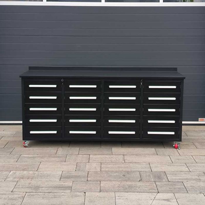 Dulap pentru scule din oțel – 20 de sertare, culoare neagră