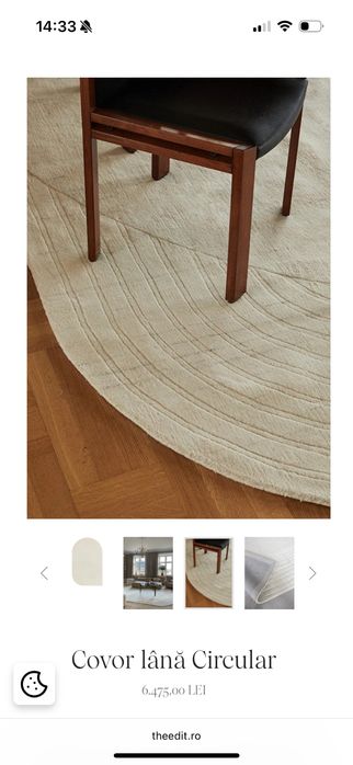 Covor lana oval Layered, culoare bone white