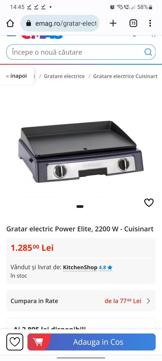 Gratar electric Power Elite, 2200 W - Cuisinart