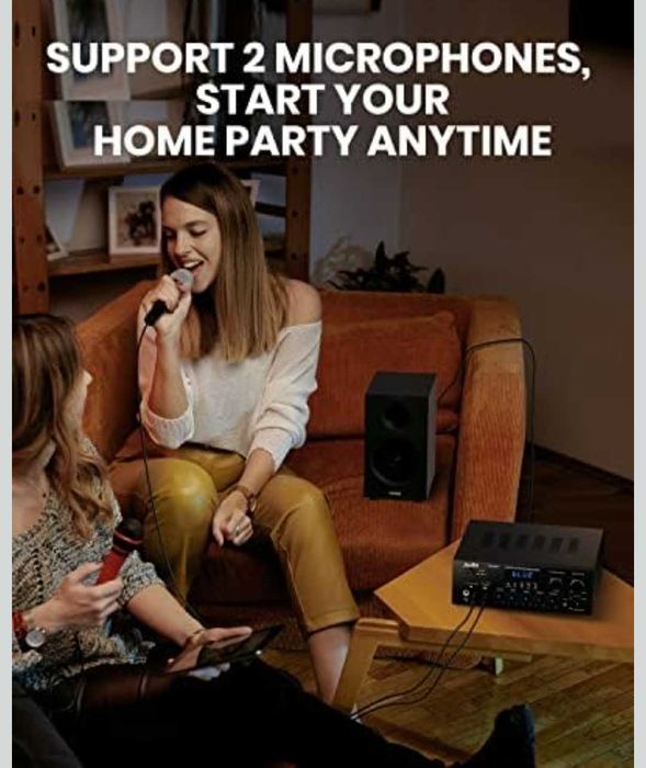 Bluetooth 5.0 стерео аудио усилвател Moukey 2.0 канален USB,SD,AUX,RCA