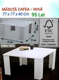 Măsută CAFEA 77x77x40 Cm PAL ALB 15 mm Dublu melaminat - NOUĂ - 90 Lei