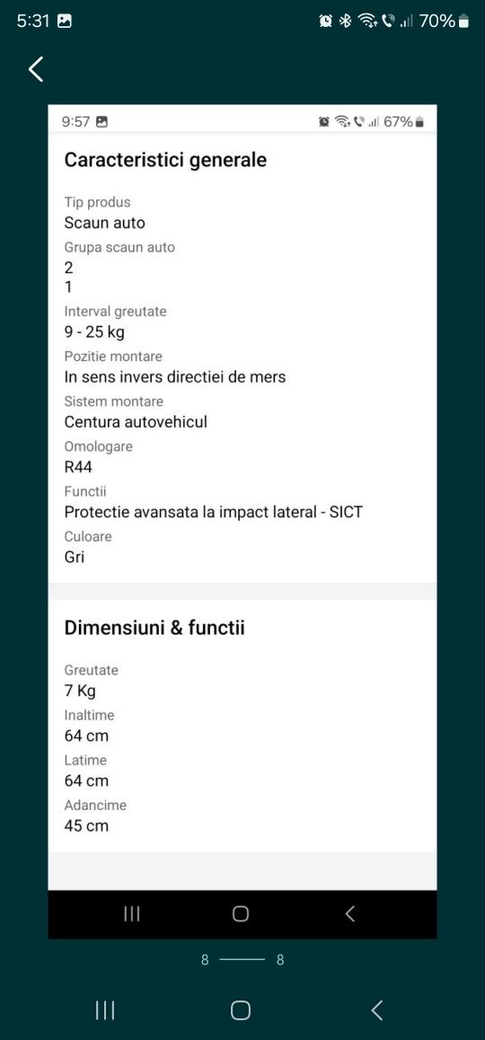 Scaun auto Britax Romer way plus rear facing 9-29 kg, prindere centuri