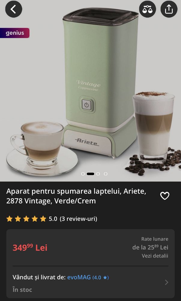 Aparat pentru spumarea laptelui, Ariete, 2878 Vintage