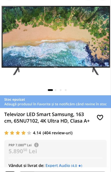 Televizor LED Smart Samsung, 163 cm
