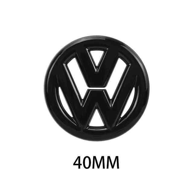 Emblema Volan Sticker Logo Auto Adeziv VW Volkswagen 40mm, Negru Lucio