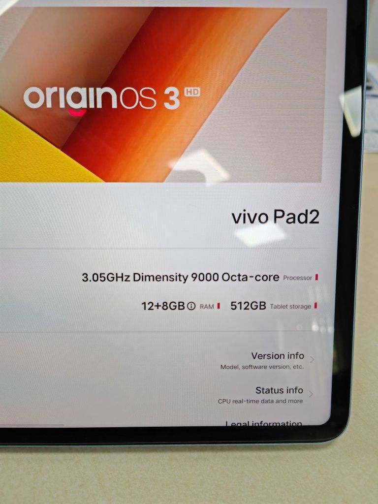 Vivo Pad 2 512GB , 12G RAM , 144 Hz , 2K