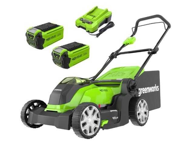Mașină de tuns iarba Greenworks 40V  cu 2 acumulatori + încărcător