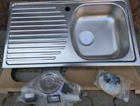 Chiuveta inox nouă sigilată 79/45 cm +kit scurgere calitate superioară