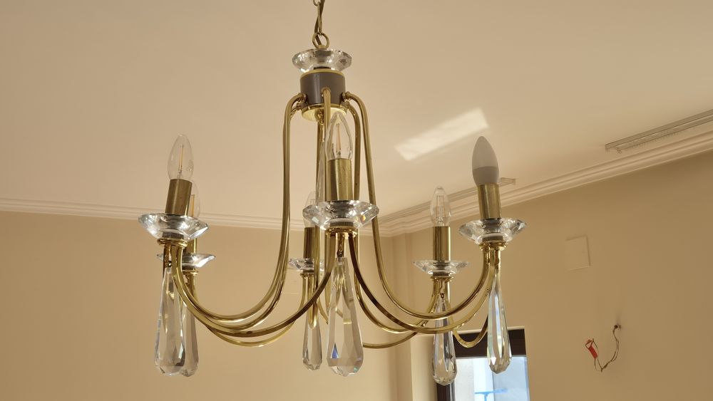 Candelabru alama si cristal 6 becuri
