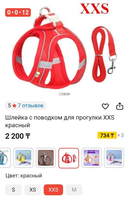 Шлейка с поводком для прогулки котят и  собак