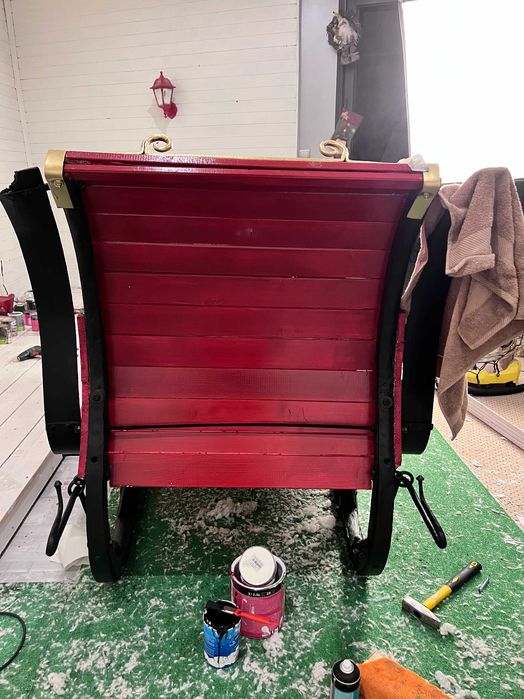 Sanie masiva veche din lemn decorativa sau pt sedinte foto Craciun