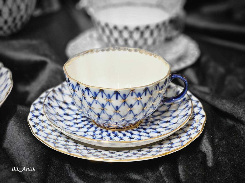Lomonosov Russian Imperial Porcelain "Cobalt Net"