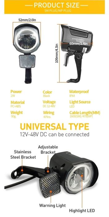 Lumina LED stop spate bicicleta electrica 24v - 48v