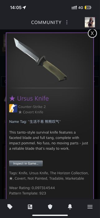 Нож cs2 медвежий