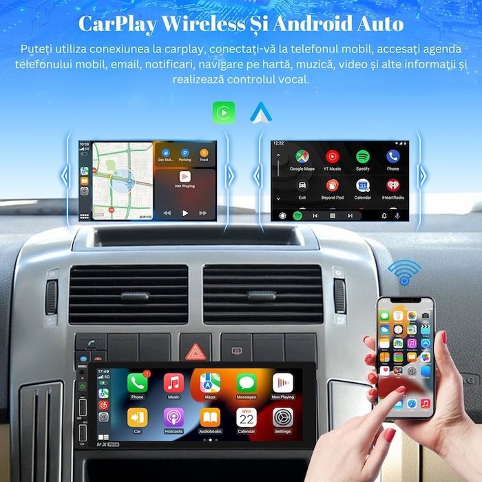 MP5 плейър Android auto Carplay 1 Din,Универсален,MaxTech®,6,86 инчовH