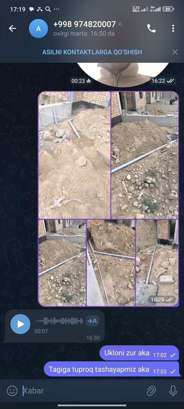 Santexnik tiranshiya ura padval tunel oʻrachi qazish ishlarini qilamiz