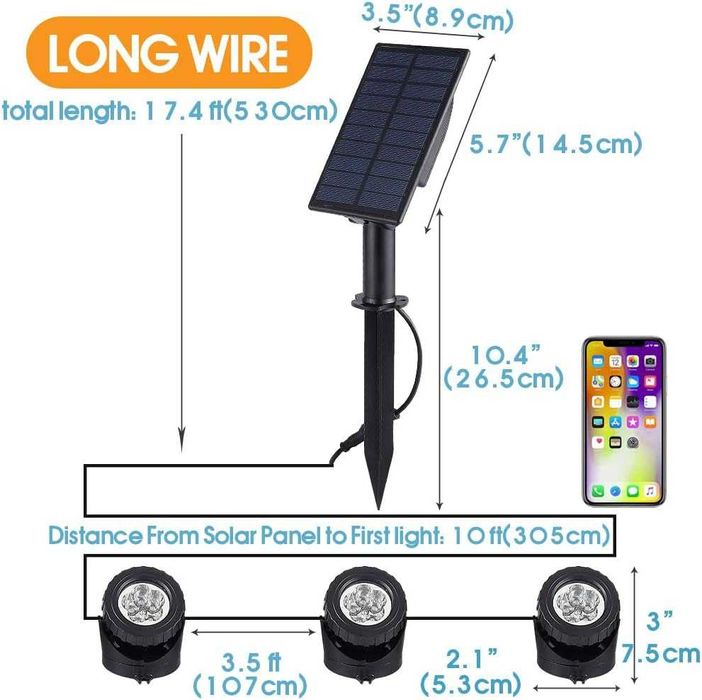 WisHomee Соларни лампи за открито. Потопяеми RGB LED фонтани