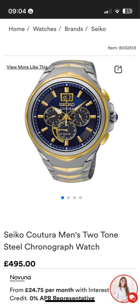 Seiko Coutura Cronograf 45mm V194-0AB0 Solar Watch