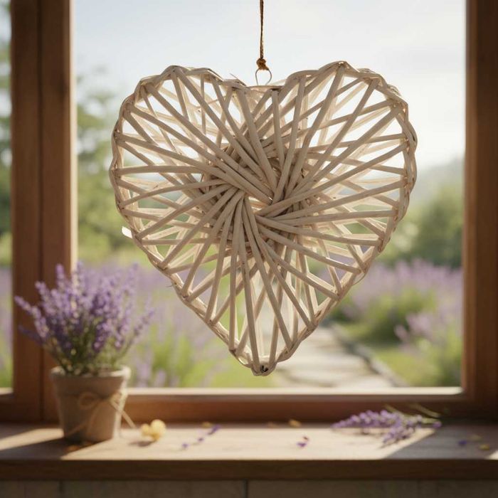 Inima decorativa suspendabila lemn decoratiune rustica casa 30x30cm