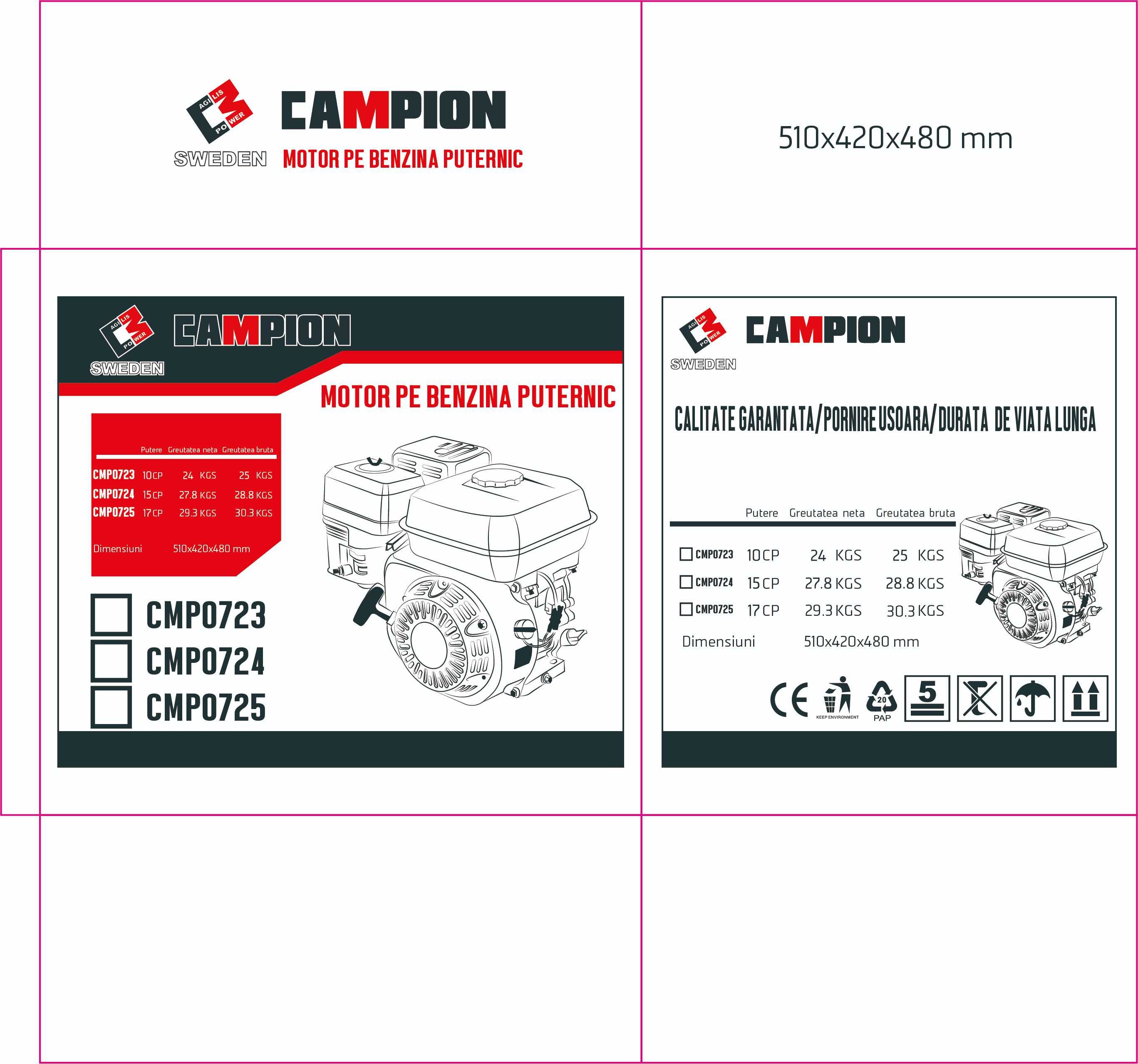 Motor pe benzina 4 timpi 10CP ax 25mm 177F (CMP0723)