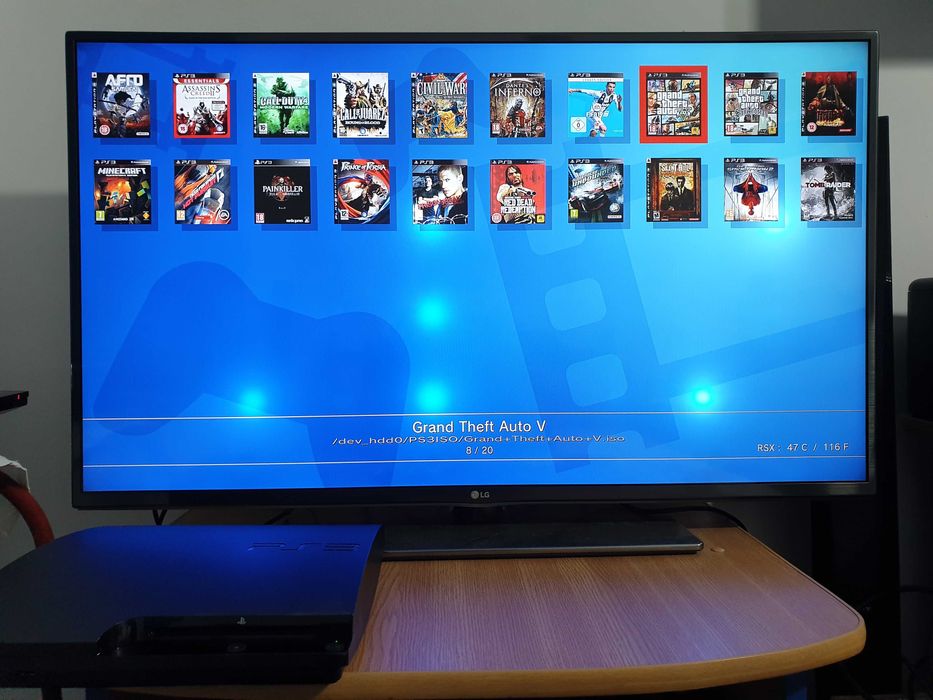 PS3 modat HEN + 20 jocuri (GTA V, Spider-Man, Red Dead, NFS, FIFA 19)