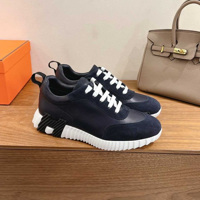 Scarpe sportive negre și albe cu piele Hermes, mărimi de la 36 la 44