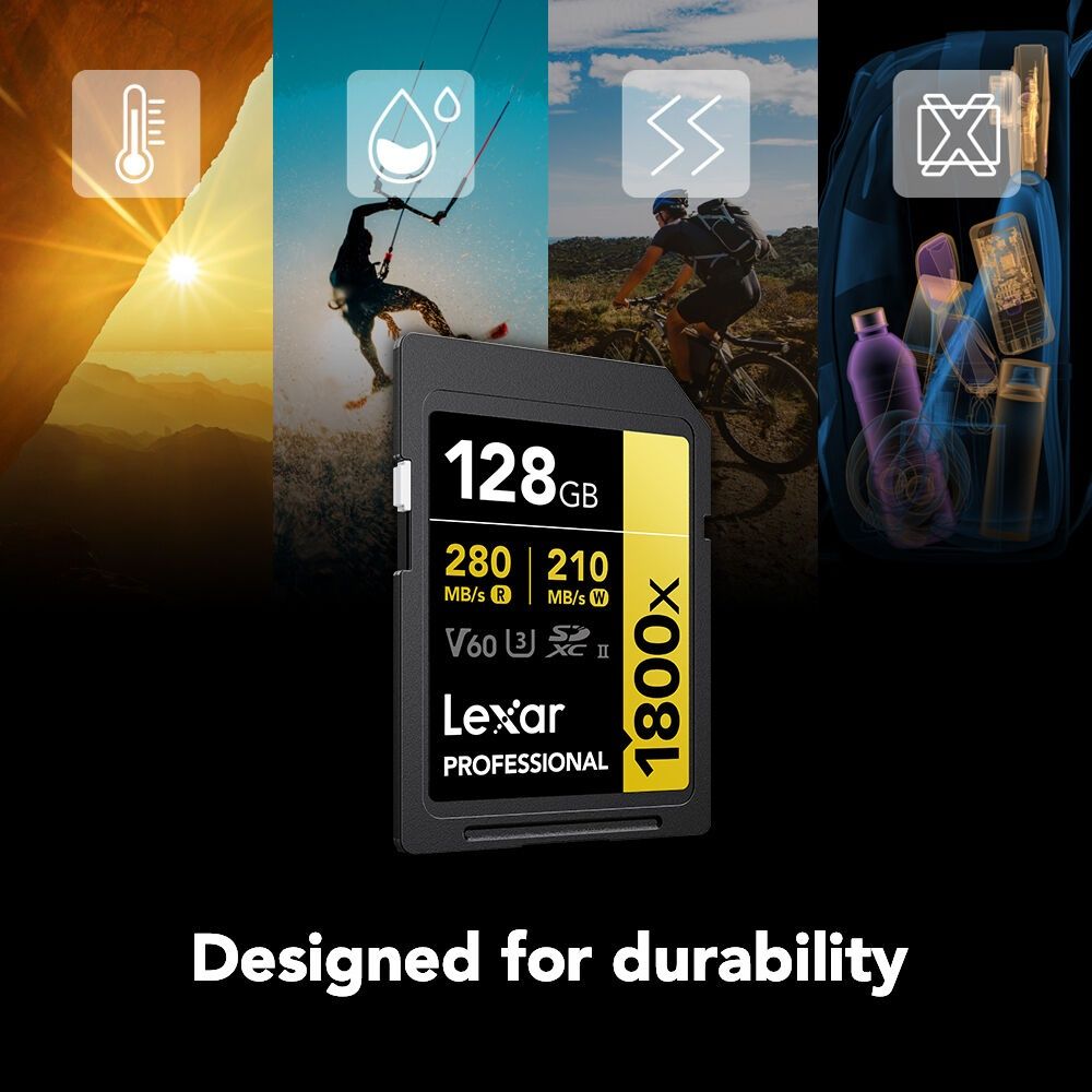 Карта памяти Lexar 128GB Professional 1800x UHS-II SDXC (GOLD Series)