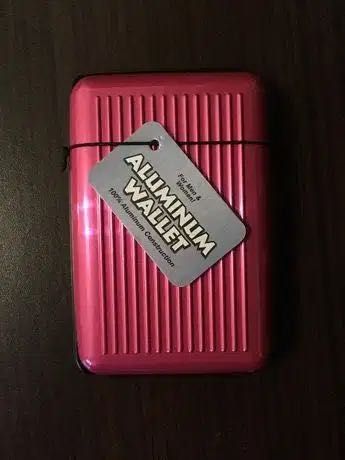 Розово Алуминиево портмоне портфейл защита срещу източване на карти