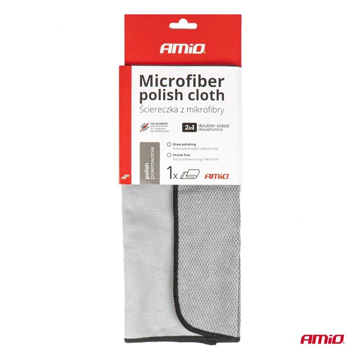 микрофибърна кърпа за полиране на кола 30x40 см 230гр amio-03975