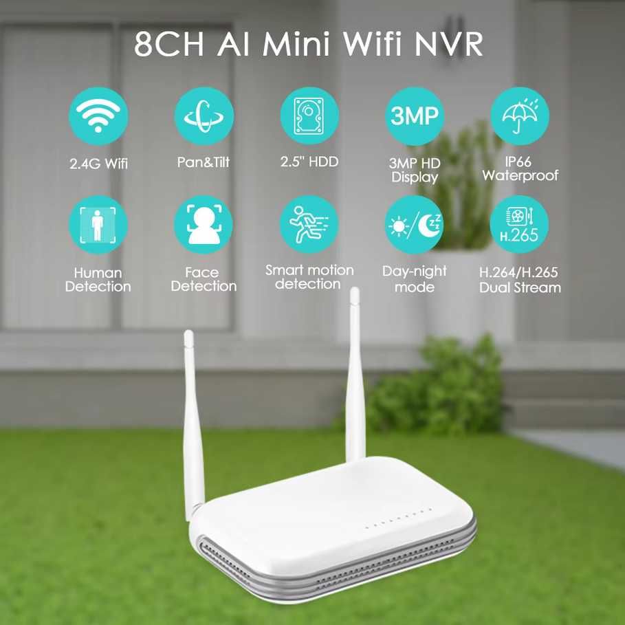 WiFi NVR за 8 безжични камери