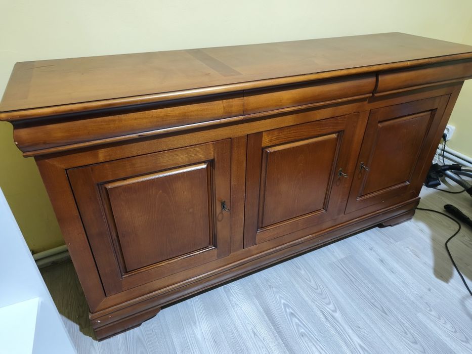 Comoda Bufet LOUIS PHILIPPE Mobexpert, 3 uși, Lemn Masiv Fag, Cires