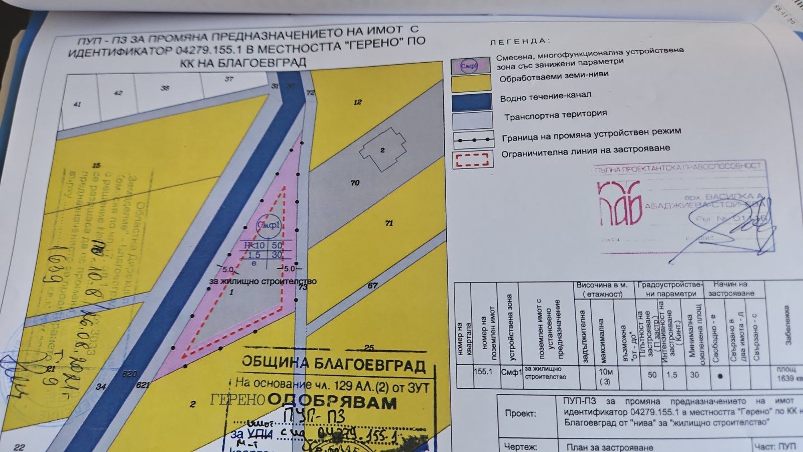ПУП 1639 кв.м. Благоевград до магазин Метро