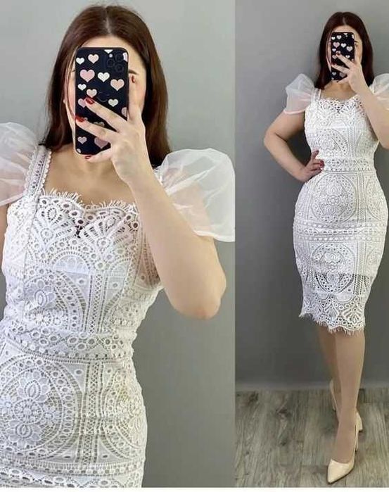 Бяла рокля дантела, Бяла рокля, Дантелена рокля, Елегантна бяла рокля,