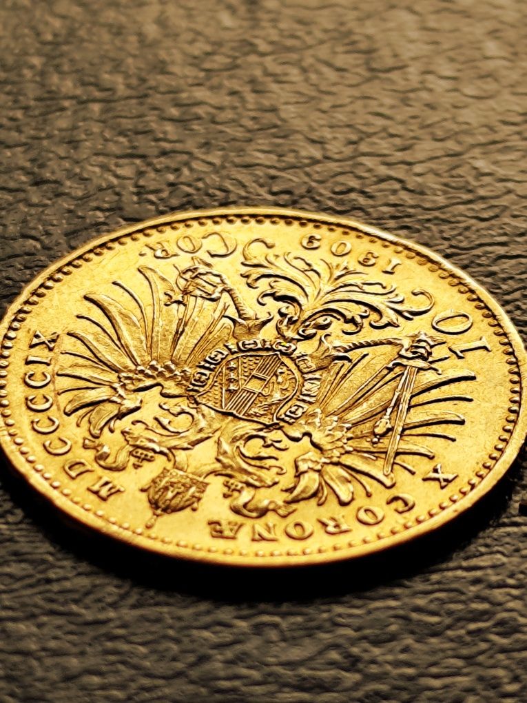 10 corona  1909 год.имп. Франц Йозеф, злато 3.39 гр.,900/1000 (21.6 к)