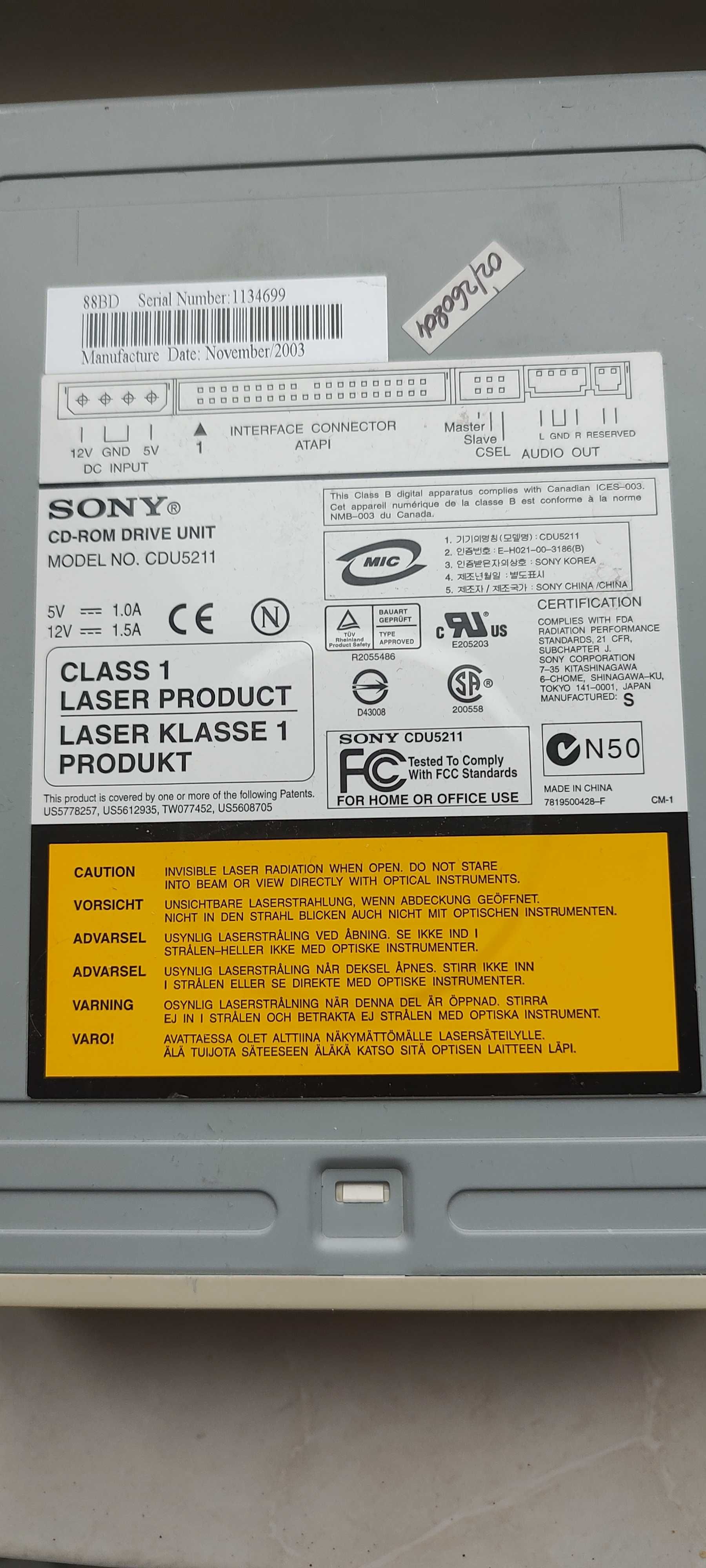 Cooler procesor CK-11509, nou; CD Rom Sony