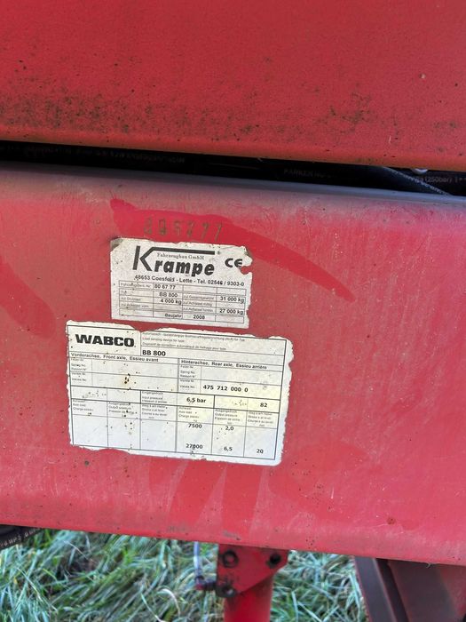 Remorca agricola transfer monococa Krampe Big Body 800 27 de t