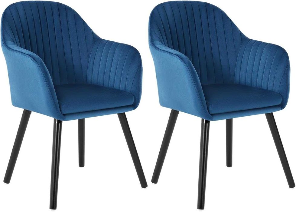 Трапезен тапициран стол дизайнерски WOLTU 2 броя комплект син цвят