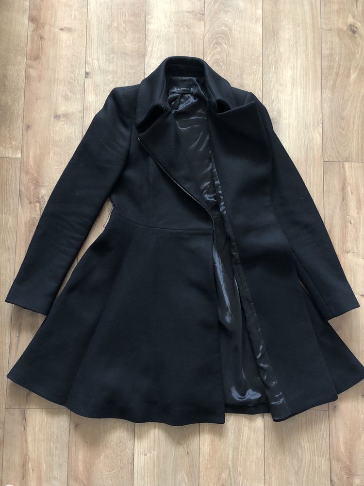 Nou ZARA Palton dama cambrat si feminin - lana | Negru | S