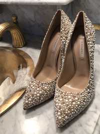 Pantofi Blade Casadei piele, perle, cristale Swarovski,mărimea 39,nou